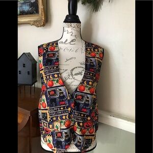 Rare Vintage Halloween Pumpkin Kitty Cat Vest ‼️FINAL SALE